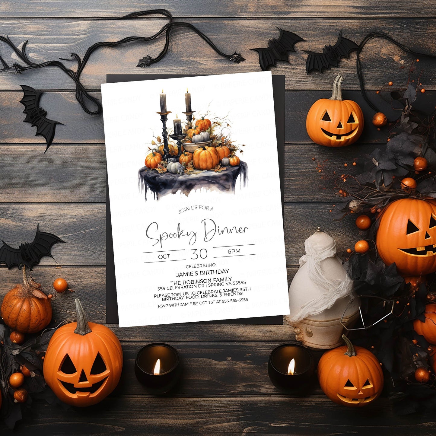 Halloween Dinner Invitation, Spooky Dinner Invite, Halloween Birthday Dinner, Staff Employee Volunteer Appreciation, Bridal Dinner, Editable