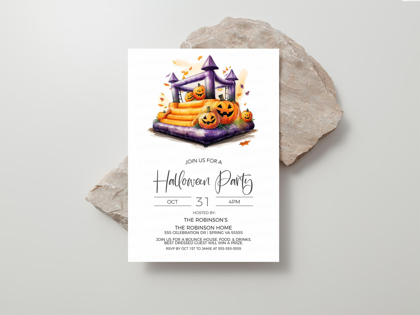 Halloween Bounce House Party Invitation, Costume Party Invite, Kids Birthday Party, Family Fun Event, Neighborhood Party, Editable Printable